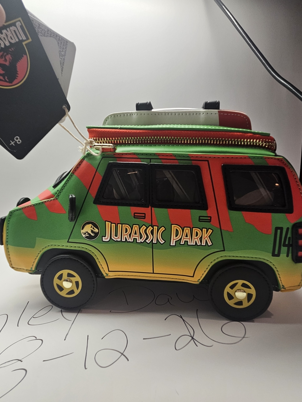 Loungefly Jurassic Park Green Red Van Crossbody Bag - Picture 5 of 10